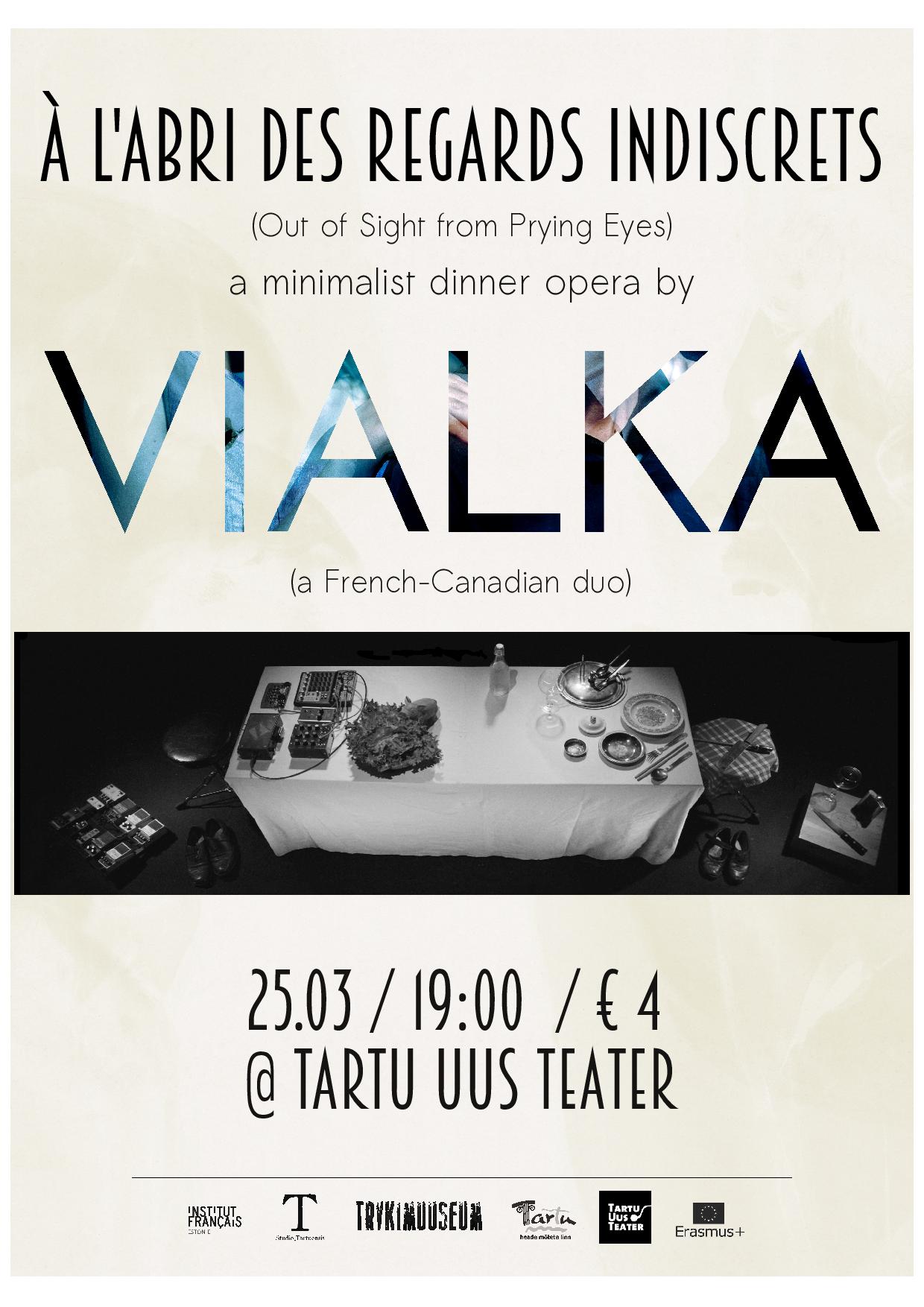 A l&rsquo;abri des regards indiscrets, opéra minimaliste par le duo Vialka // 25/03 à 19h // Uus Teater, Tartu