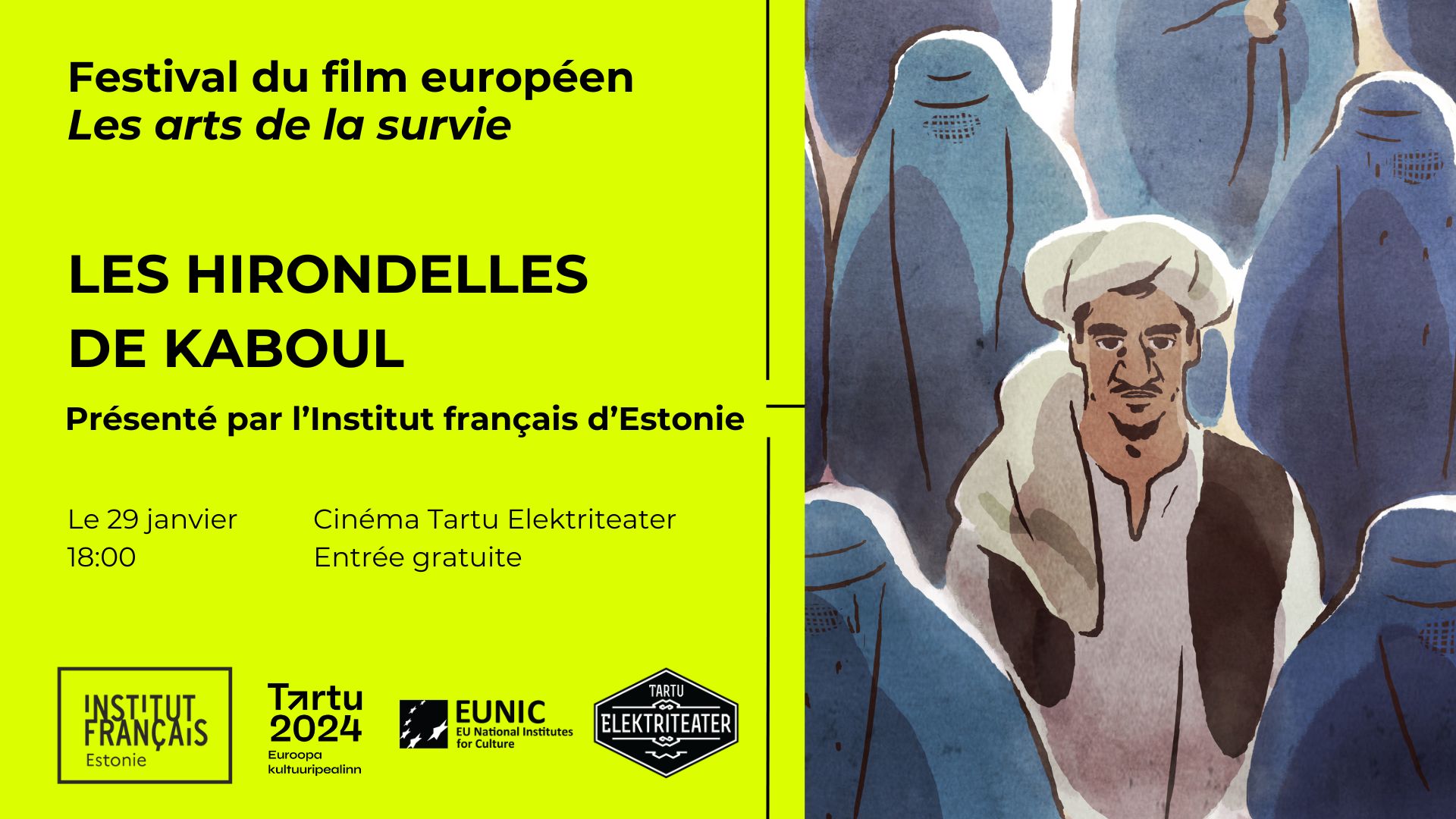 « Les hirondelles de Kaboul » au cinéma Elektriteater | Tartu 2024